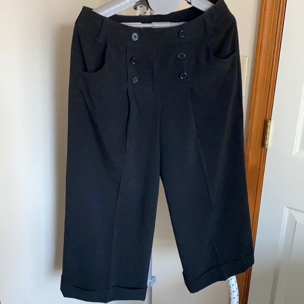 Larry Levine STRETCH sailor wide-leg cropped pants
